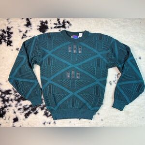 Men's Teal Geometric Crewneck Sweater